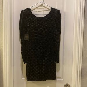Bebe Black Velvet Black w/Gold Dots size Medium dress